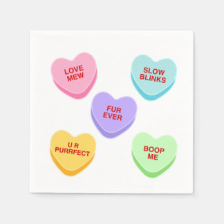 Cat Valentine Candy Hearts Paper Napkin