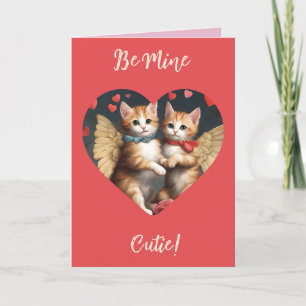 Cat valentines Cupid Be Mine Cute Valentine card 