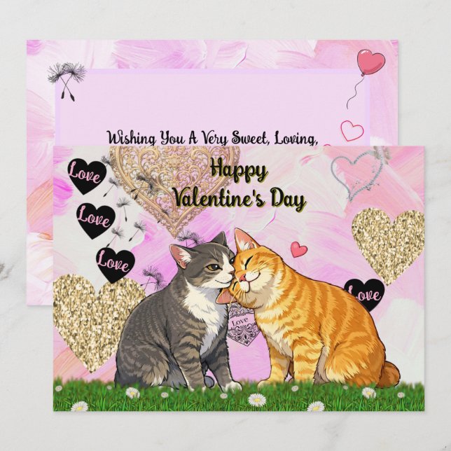 Cat Valentine's Day Card Starring Tito, Taz, Annie (Front/Back)