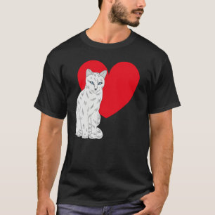 Cat Valentine's Day Kitten Heart Cute White Cat T-Shirt