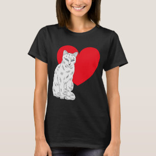Cat Valentine's Day Kitten Heart Cute White Cat T-Shirt