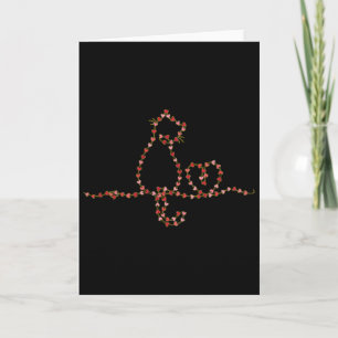 Cat Valentines Heart String Lights Minimalist Love Card
