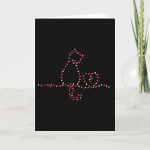 Cat Valentines Heart String Lights Minimalist Love Card