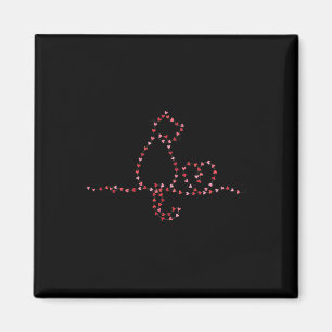 Cat Valentines Heart String Lights Minimalist Love Magnet