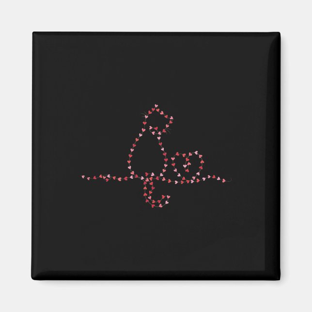 Cat Valentines Heart String Lights Minimalist Love Magnet (Front)