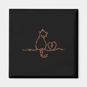 Cat Valentines Heart String Lights Minimalist Love Magnet
