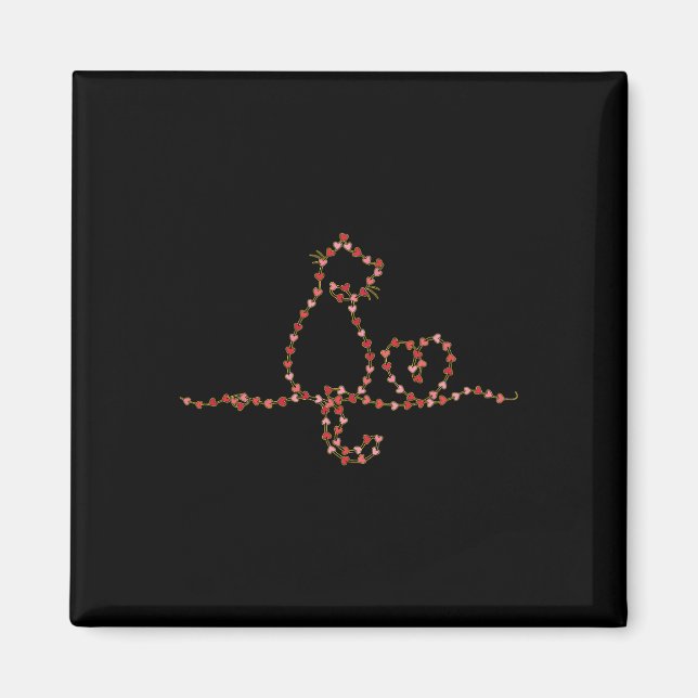 Cat Valentines Heart String Lights Minimalist Love Magnet (Front)