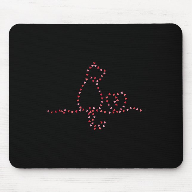 Cat Valentines Heart String Lights Minimalist Love Mouse Pad (Front)