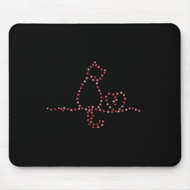 Cat Valentines Heart String Lights Minimalist Love Mouse Pad (Front)