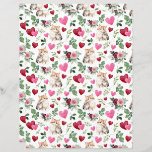 Cat Valentines Scrapbook Paper