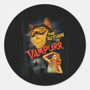 Cat Vampire Clic Horror Movie Funny Graphic Shirt  Classic Round Sticker