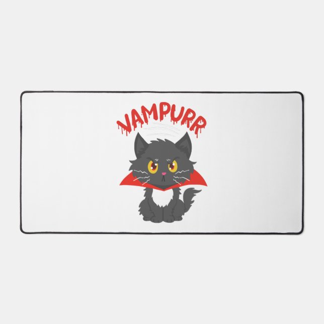 Cat Vampire Halloween Desk Mat (Front)