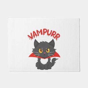 Cat Vampire Halloween Doormat