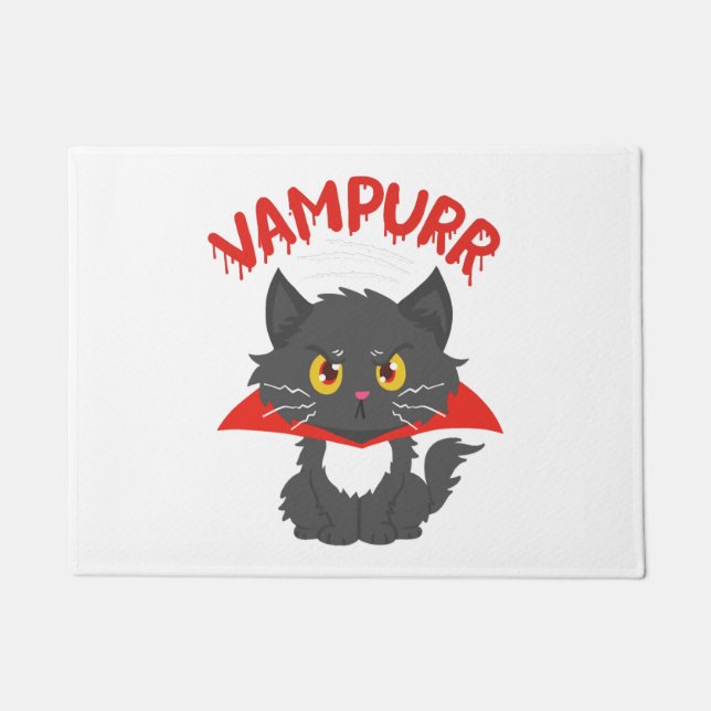 Cat Vampire Halloween Doormat (Front)