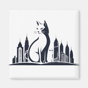 Cat Vector Art Animal Modern Urban Graphic City Magnet