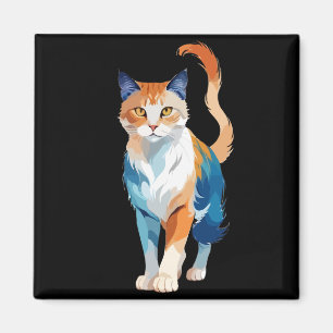 Cat Vector Art with Vibrant Colours Magnet