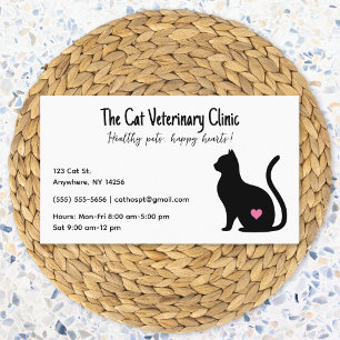 Cat Veterinary Clinic Pink Heart Business Card