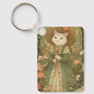 Cat - Victorian Cat Lady Rosewood Key Ring