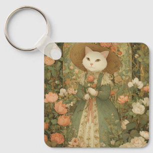 Cat - Victorian Cat Lady Rosewood Key Ring