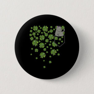 Cat Video Blogger In Pocket Green Clovers St Patri 6 Cm Round Badge