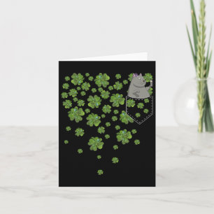 Cat Video Blogger In Pocket Green Clovers St Patri Card