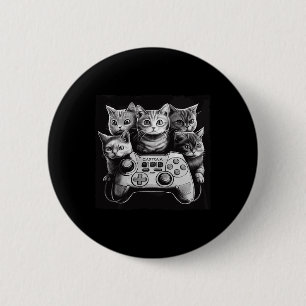 Cat Video Game Controller Squad  6 Cm Round Badge