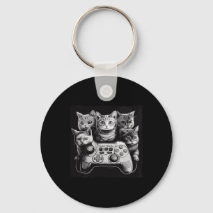 Cat Video Game Controller Squad Key Ring