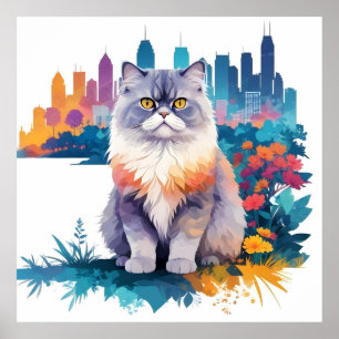 Cat Vintage Animal Nature Environment Art Painting Poster