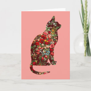 Cat Vintage Floral Card Series 13