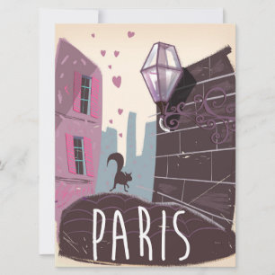 Cat vintage Paris travel poster.