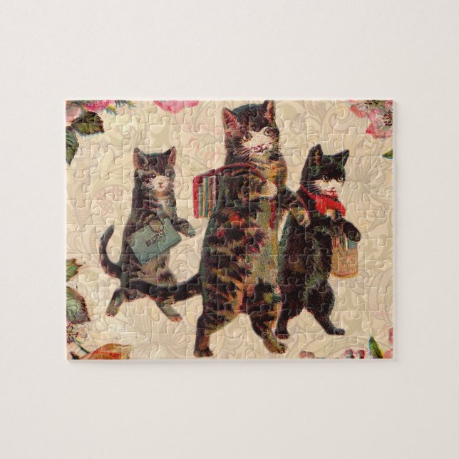 Cat Vintage Pretty Antique Kittens Jigsaw Puzzle (Horizontal)