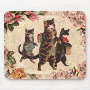 Cat Vintage Pretty Antique Kittens Mouse Pad