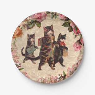 Cat Vintage Pretty Antique Kittens Paper Plate
