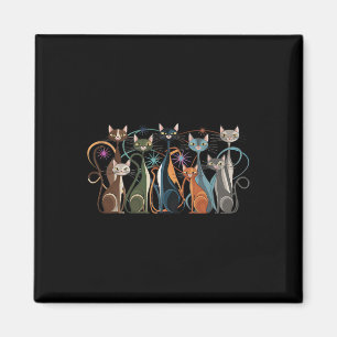 Cat Vintage Retro Mid-century Modern Look Cats 50s Magnet