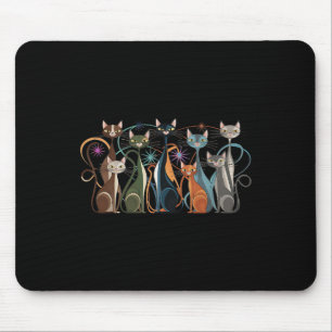 Cat Vintage Retro Mid-century Modern Look Cats 50s Mouse Pad