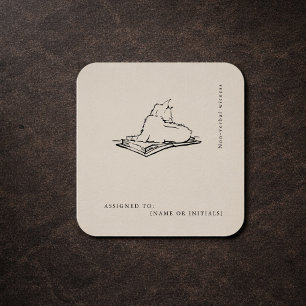 Cat Vintage Scientific Art Dark Academia Square Sticker