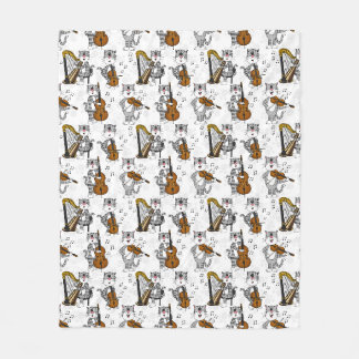 Cat Violin, Cello Double Bass Harp String Musician Fleece Blanket