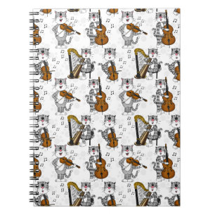 Cat Violin, Cello Double Bass Harp String Musician Notebook