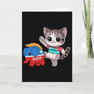 Cat Vs. Gop Elephant - Kamala Harris - Anti Trump Card