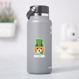 Cat w Hat and Shamrock St Patrick's Personalise