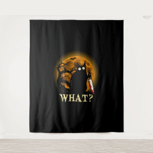 Cat W Murderous Cat With Knife Halloween Tapestry