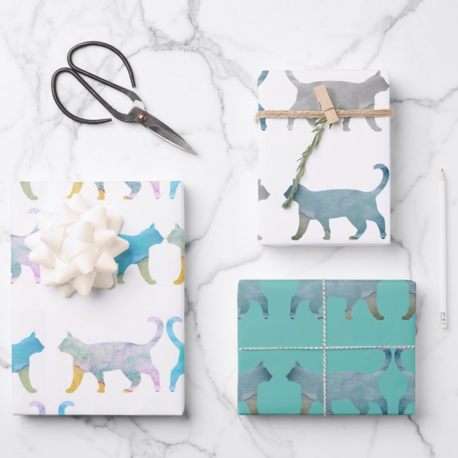 Cat Walk Wrapping Paper Sheet (Front)