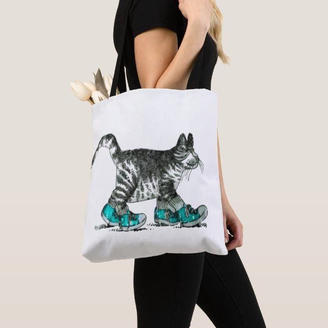 Cat Walking in His Shoes Tote Bag (Close Up)