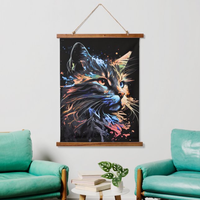cat wall hangging tapestry art kitten cute kitty i (Living Room)