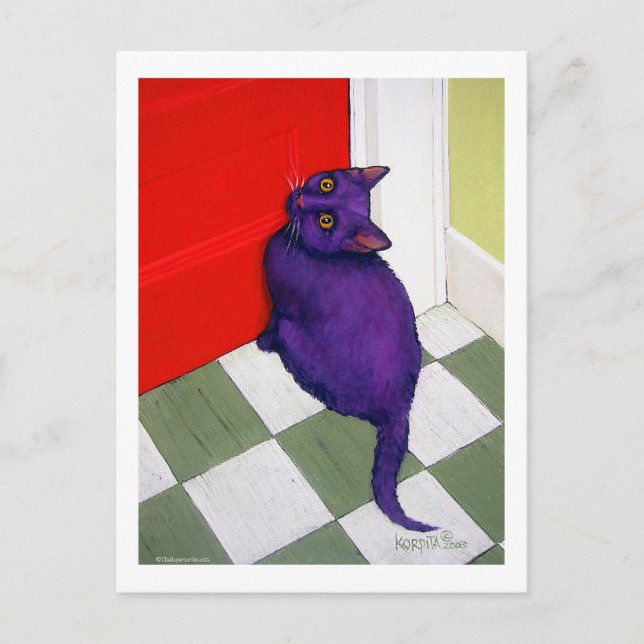 Cat Wanting to Go Out Here Postcard (Front)