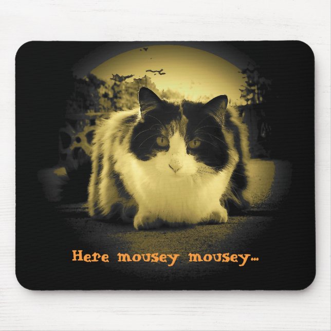 Cat Wants Mice to Come Out and Play Mouse Pad (Front)