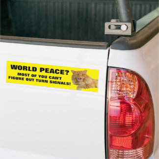 Cat wants you to use your blinker bumper sticker