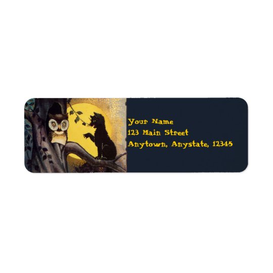 Cat Warning Owl Vintage Halloween Labels