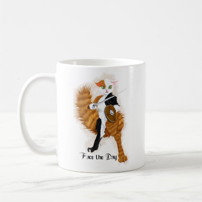 Cat Warrior Calico Grimalkin Coffee Mug (Left)