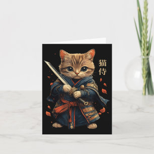Cat Warrior Japanese Samurai Cat Tattoo Kawaii Nin Card
